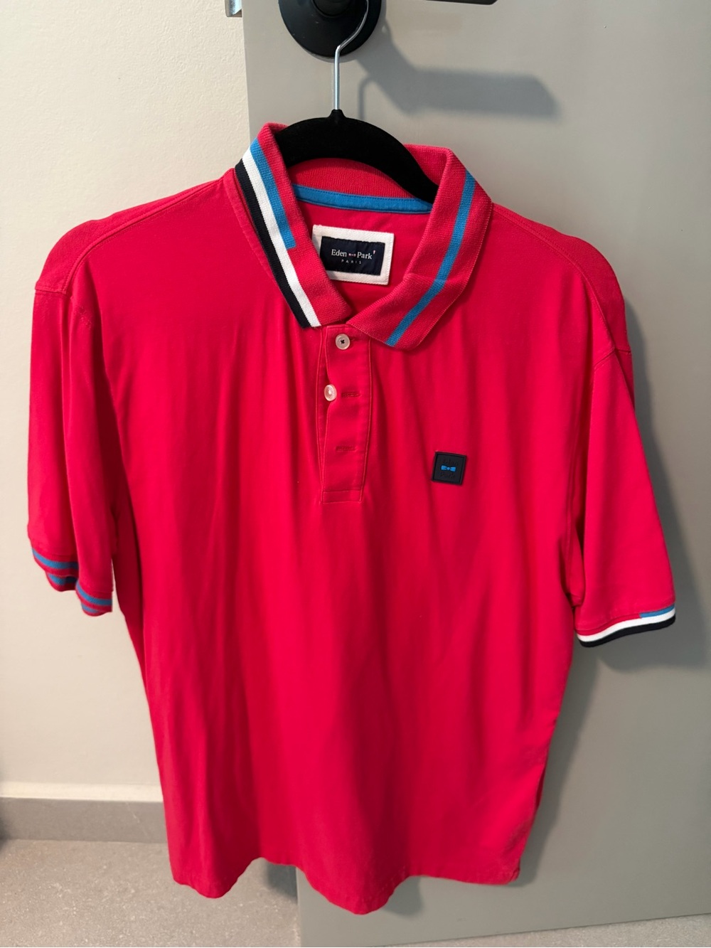 Eden Park Men’s Crimson Polo with Contrast Stripe Collar Size L